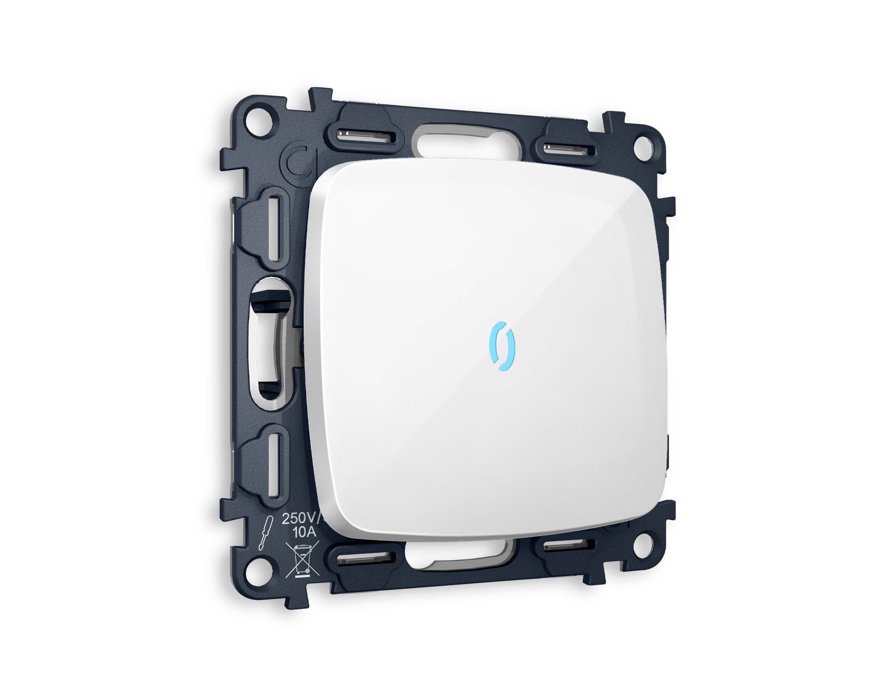 MO102040 Комплект механизма 1-кл прох.выкл с подсв10000K OMEGA Белый глянец QUANT(OP1020,VM105,G29B)