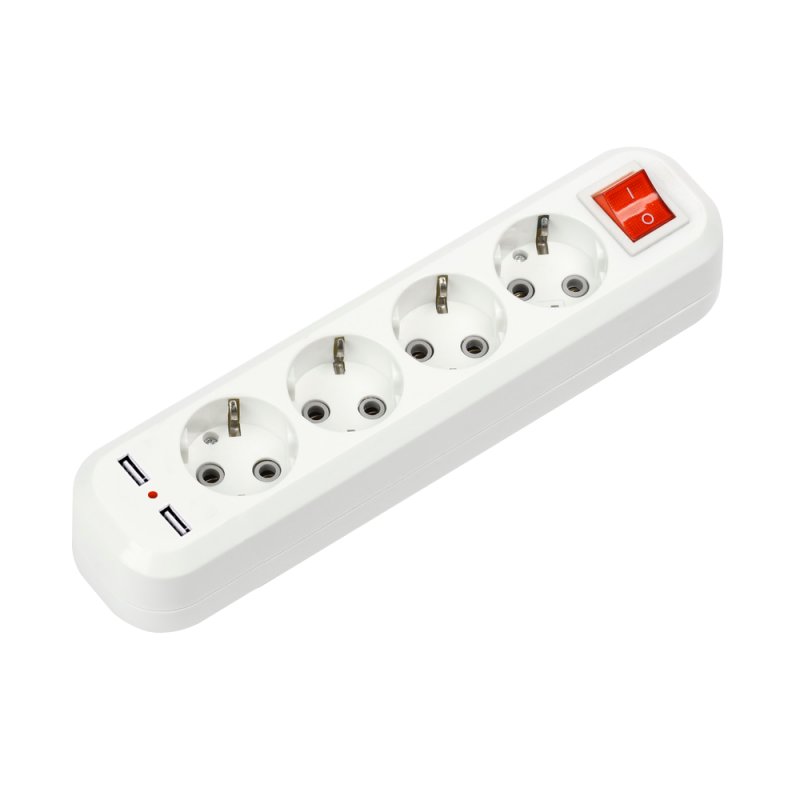 Колодка IN HOME УЗВ-4USB-GRAND четырехместная с выключателем и заземлением, 2хUSB 5340