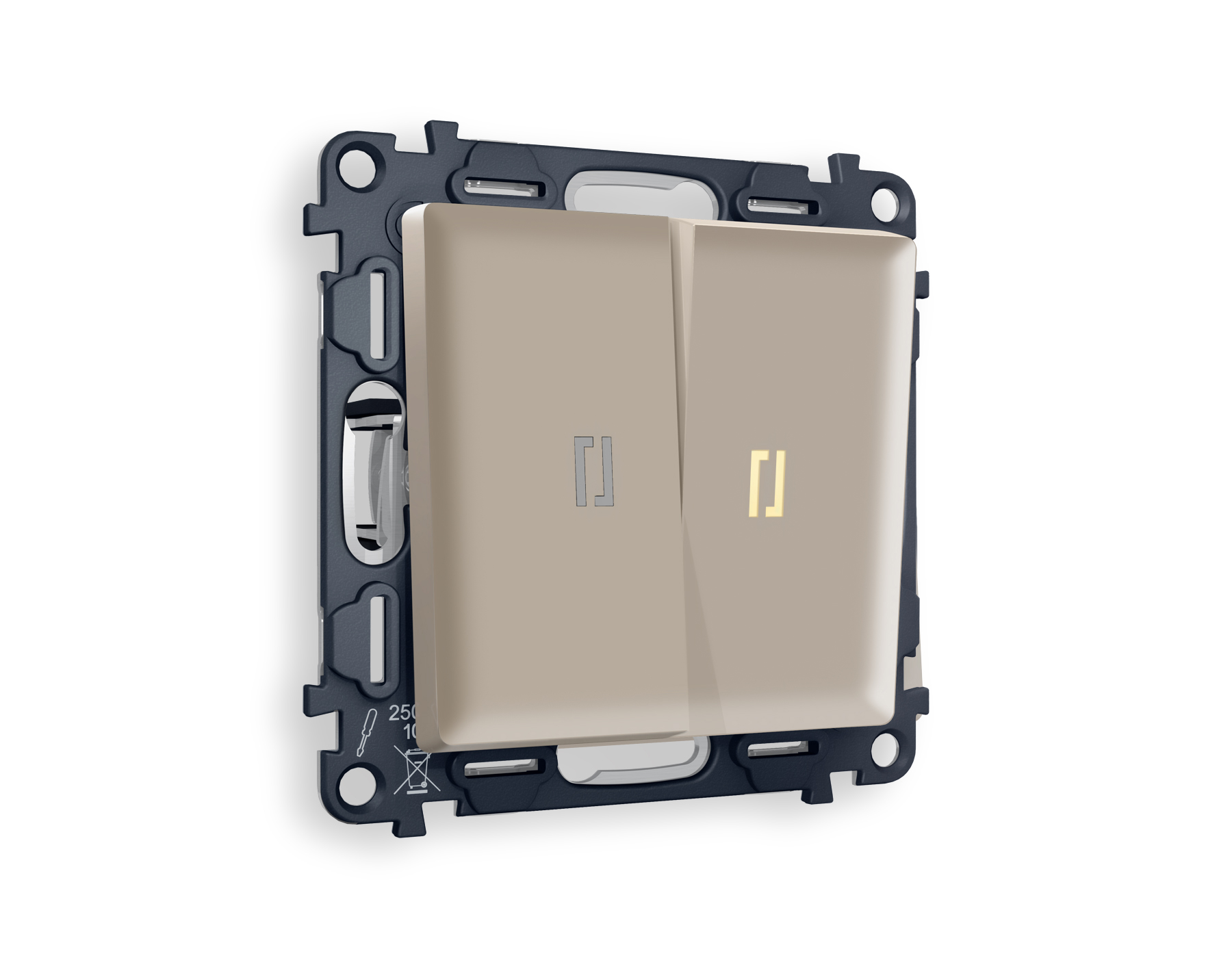 MA364030 Комплект механизма 2-кл прох.выкл с подсв3200K ALFA Серо-беж матов QUANT(AP3640,VM120,G22Y)