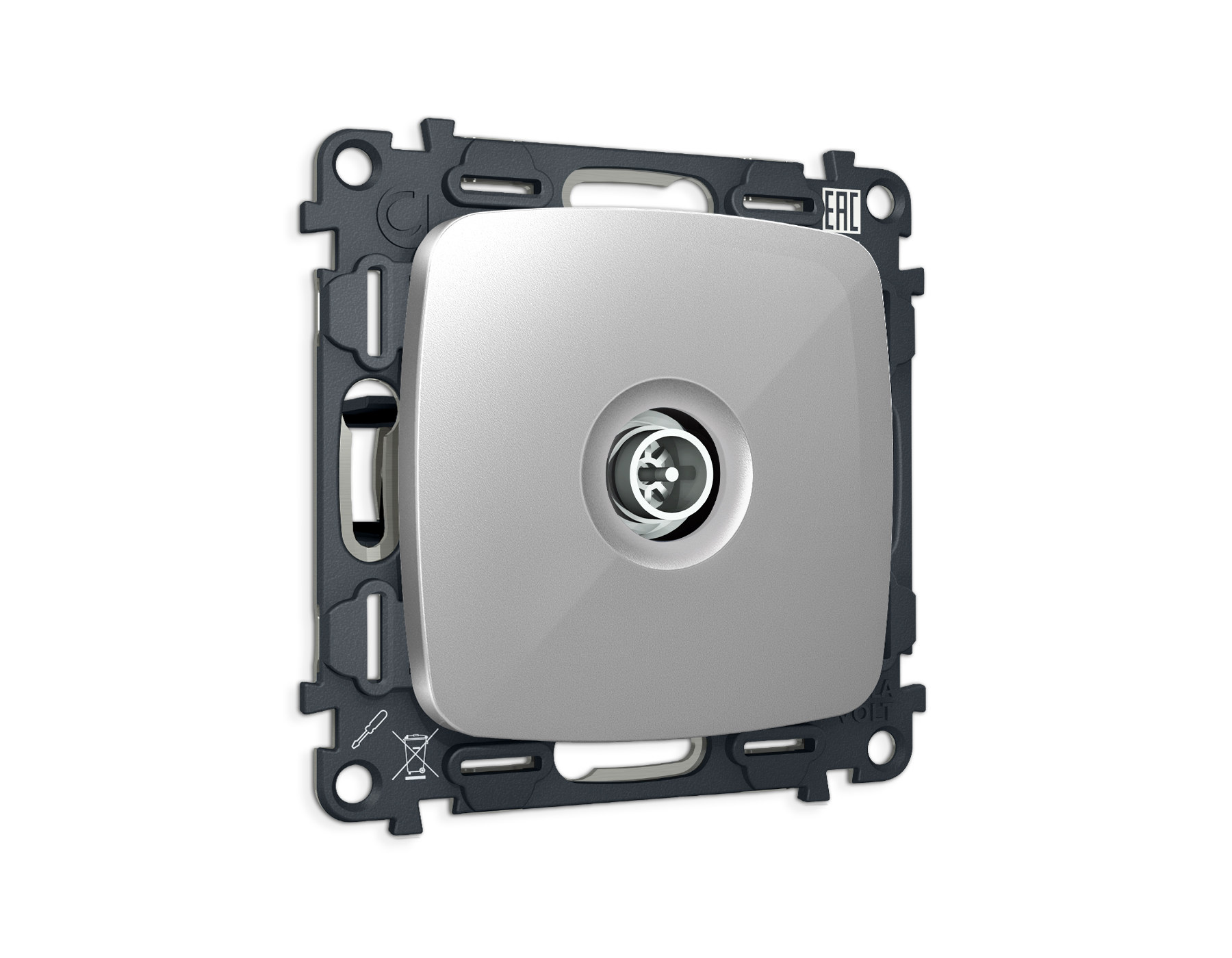 MO413005 Комплект механизма TV розетки оконечной экранированной 5-1000MHz 3dB OMEGA Серебро глянец Q