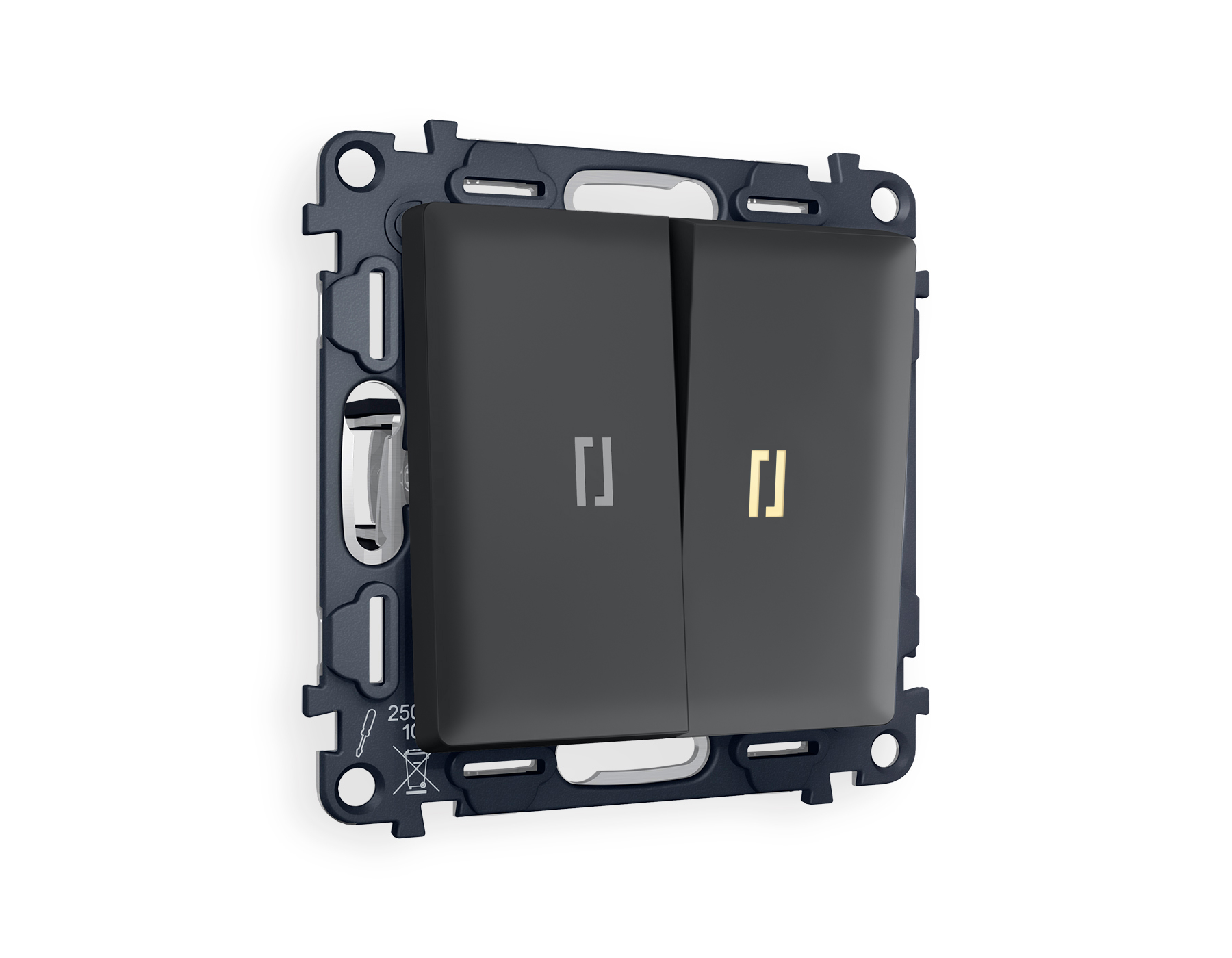 MA904010 Комплект механизма 2-кл выкл с подсв 3200K ALFA Графит мяг/кас QUANT(AP9040,VM115,G11Y)