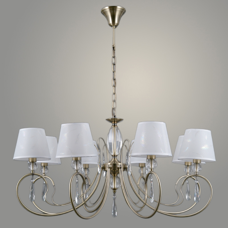 Люстра MD40193/8 AB античная латунь абажур 8х40W E14 d850 h460, SN24