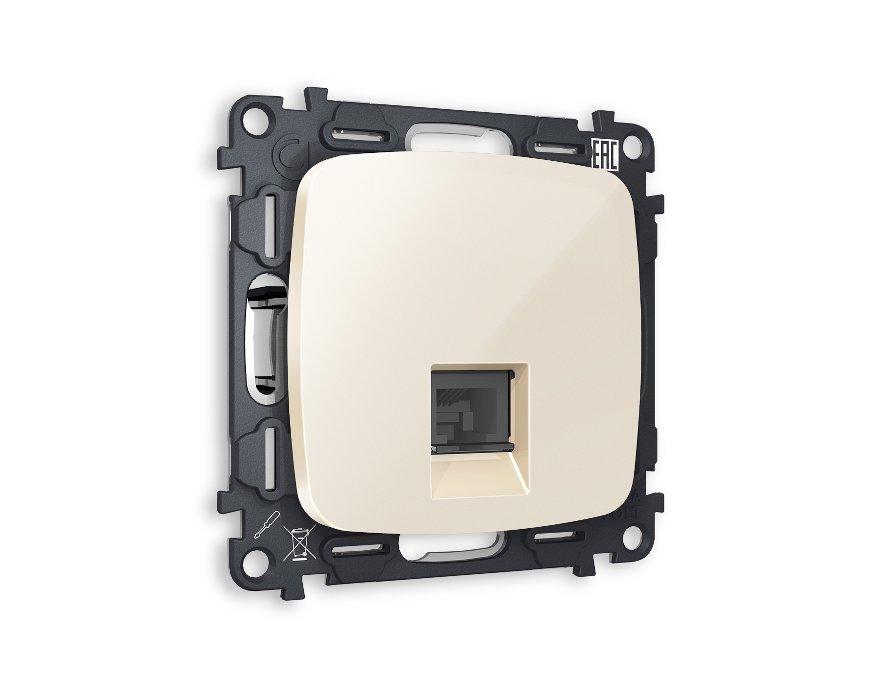 MO312010 Комплект механизма компьютер розетки OMEGA Бежевый глянец RJ-45(8P8C)шт QUANT(OP3120,VM188)