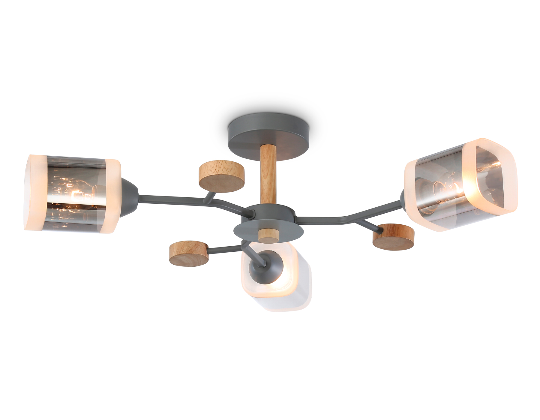 Светильник подвесной Ambrella TR3033231/3 GR/LW/SM серый/светлое дерево/дымч. E27*3 max60W D700*180