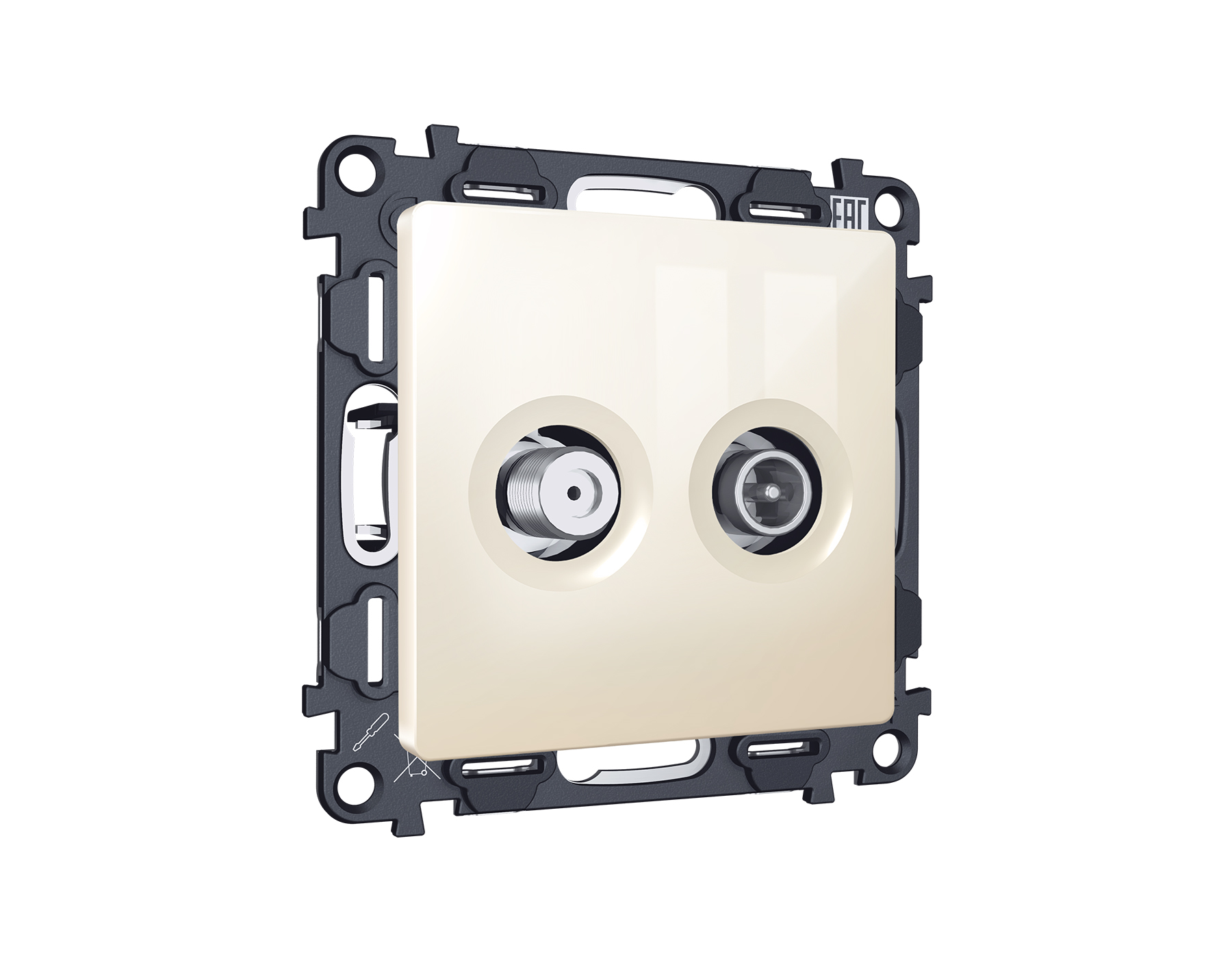 MA313310 Комплект механизма розетки TV оконечной + SAT 5-862MHz 3.5dB/950-2150MHz 3.5dB ALFA Бежевый