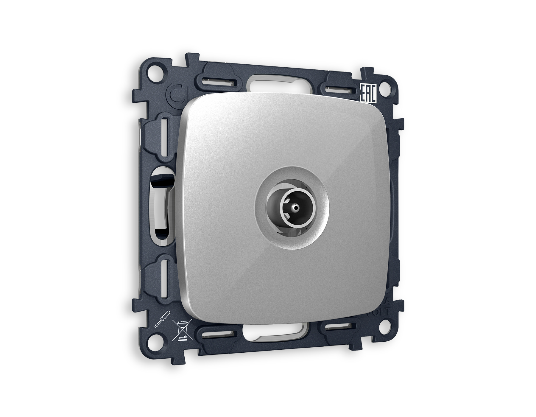 MO413010 Комплект механизма TV розетки оконеч OMEGA Серебр глянец 50-870 MHz 1dB QUANT(OP4130,VM202)