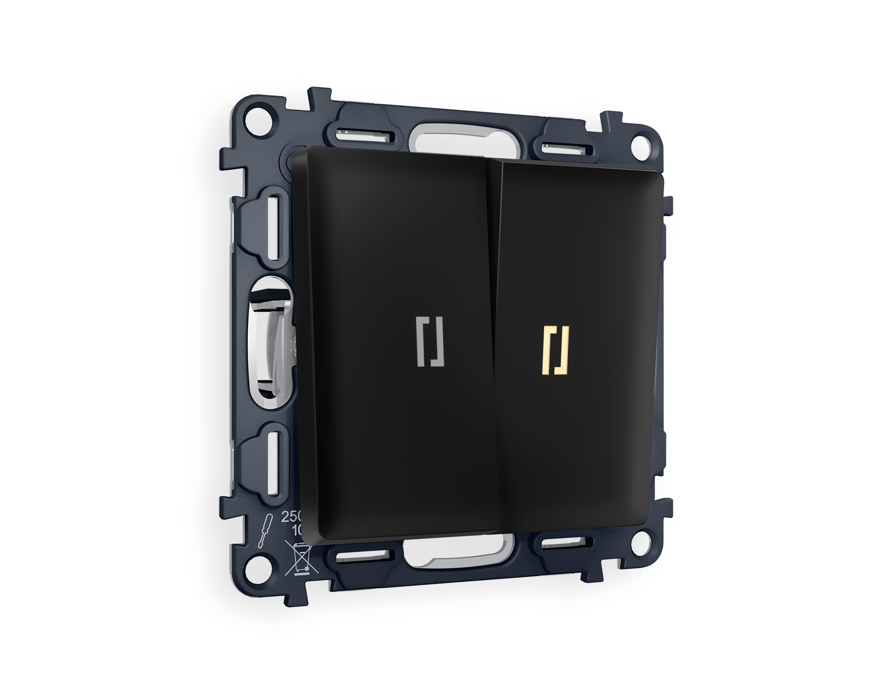 MA804010 Комплект механизма 2-кл выкл с подсв 3200K ALFA Черный матовый QUANT (AP8040,VM115,G11Y)