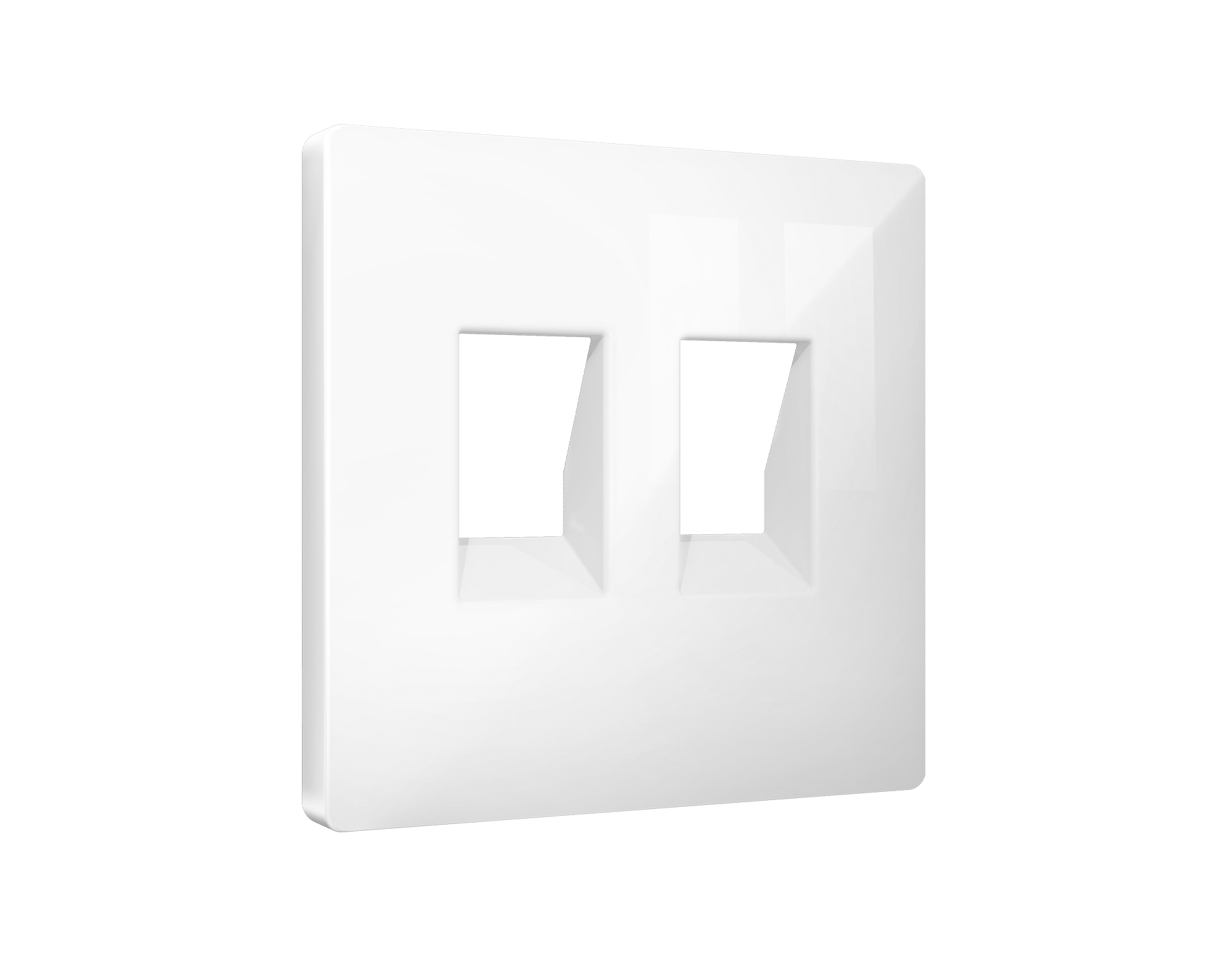 AP1121 Лицевая панель ALFA (Белый глянец) для компьютерной/телефонной двойной розетки RJ-45/RJ-11 QU