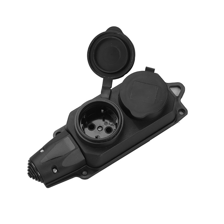 Розеточная колодка GSB-16-2-G-IP44, 16А, 2 места, с заземлением, без выключателя, IP44