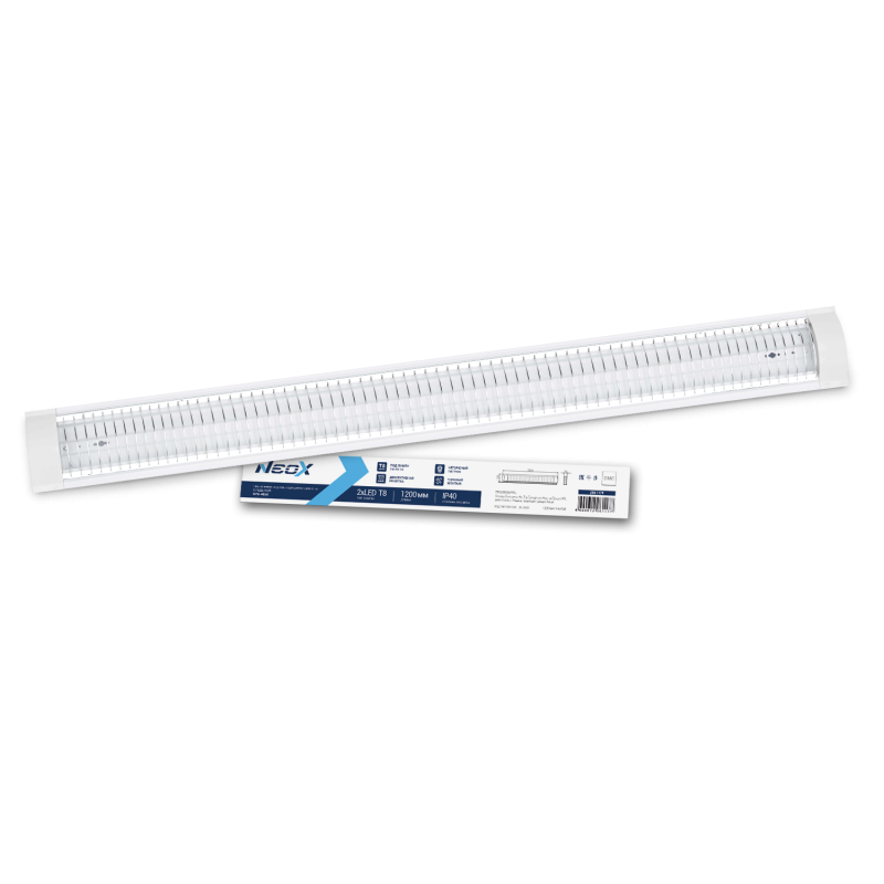 Светильник под светодиодную лампу SPO-405R 2xLED-Т8-1200 с решеткой G13 1200мм IP40 NEOX