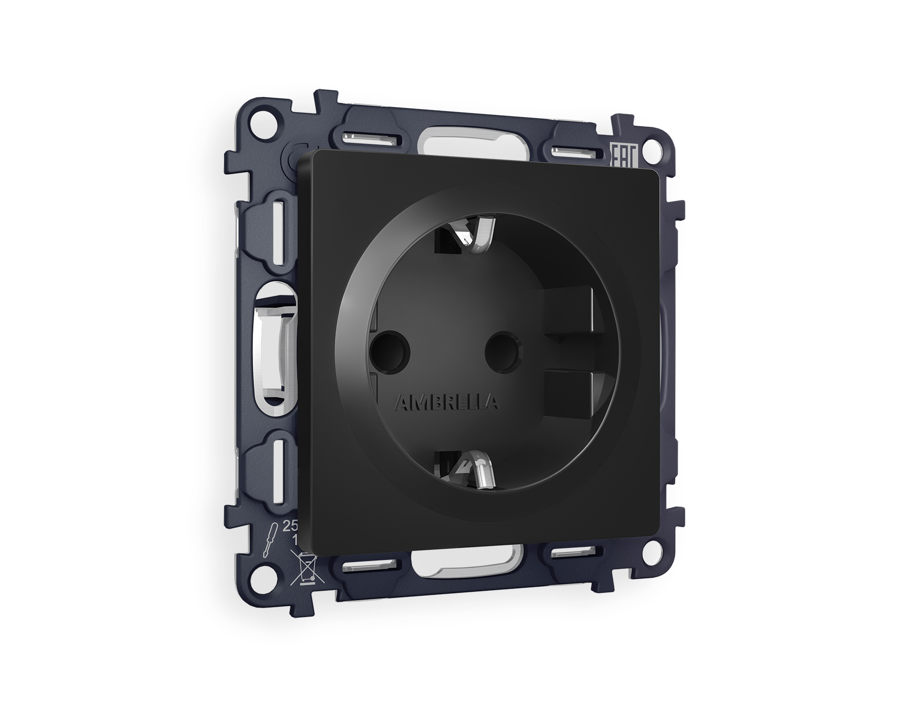 MA807010 Комплект механизма электр розетки ALFA Черный матовый с/з шторк QUANT (AP8070,VM141)