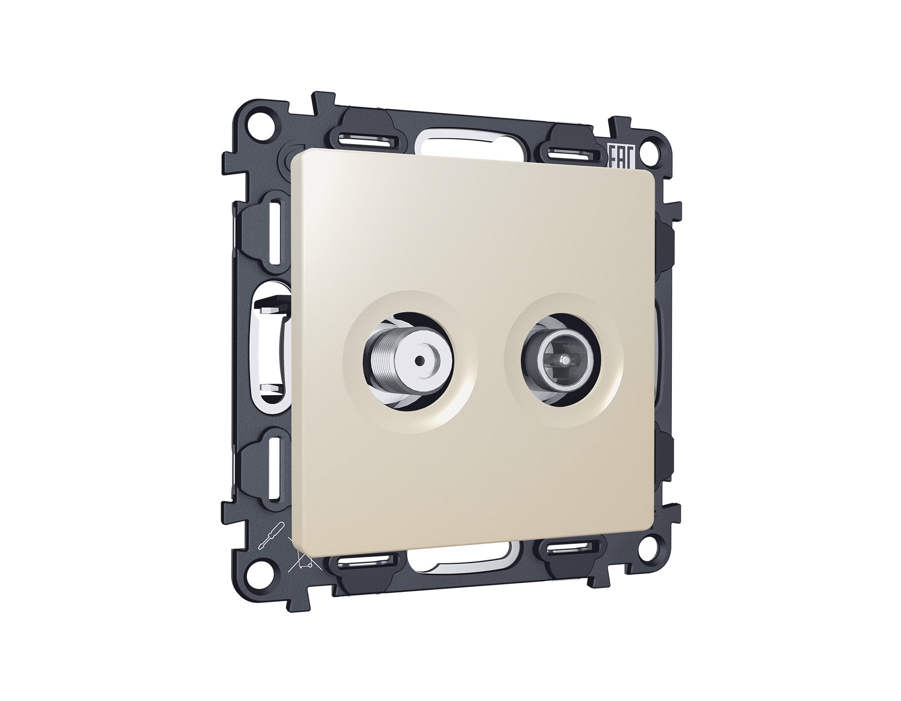 MA333310 Комплект механизма розетки TV оконечной + SAT 5-862MHz 3.5dB/950-2150MHz 3.5dB ALFA Бежевый