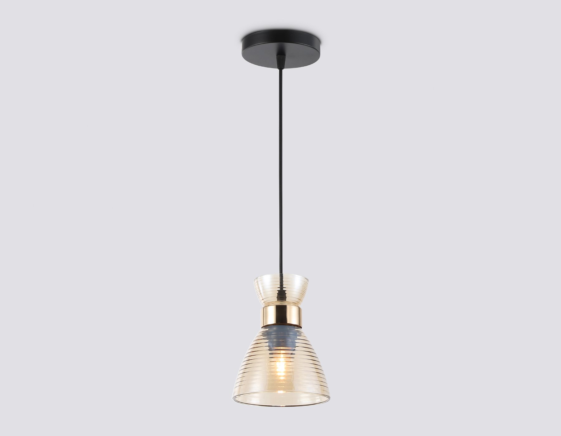 Светильник подвесной Ambrella TR3403 BK/FGD/TI черный/золото/янтарь E27 max 60W D135*1000