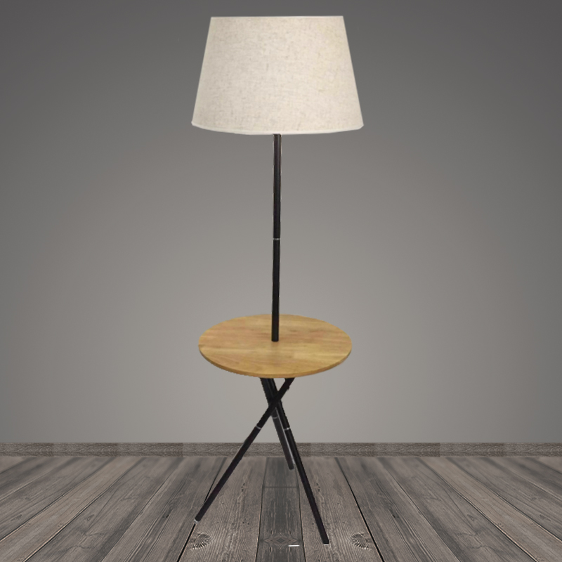 Торшер со столиком 8002 BK черный/бежевый абажур 1x40W E27 h1600, BTH