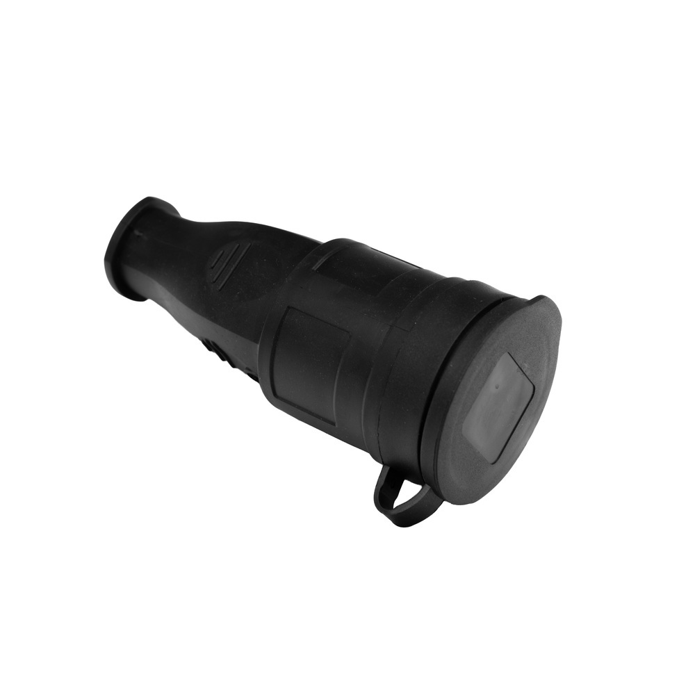 Volsten S1-MZ Black Розетка перенос. с защит. крышкой каучук. 1 местн. чёрн. с/з IP44