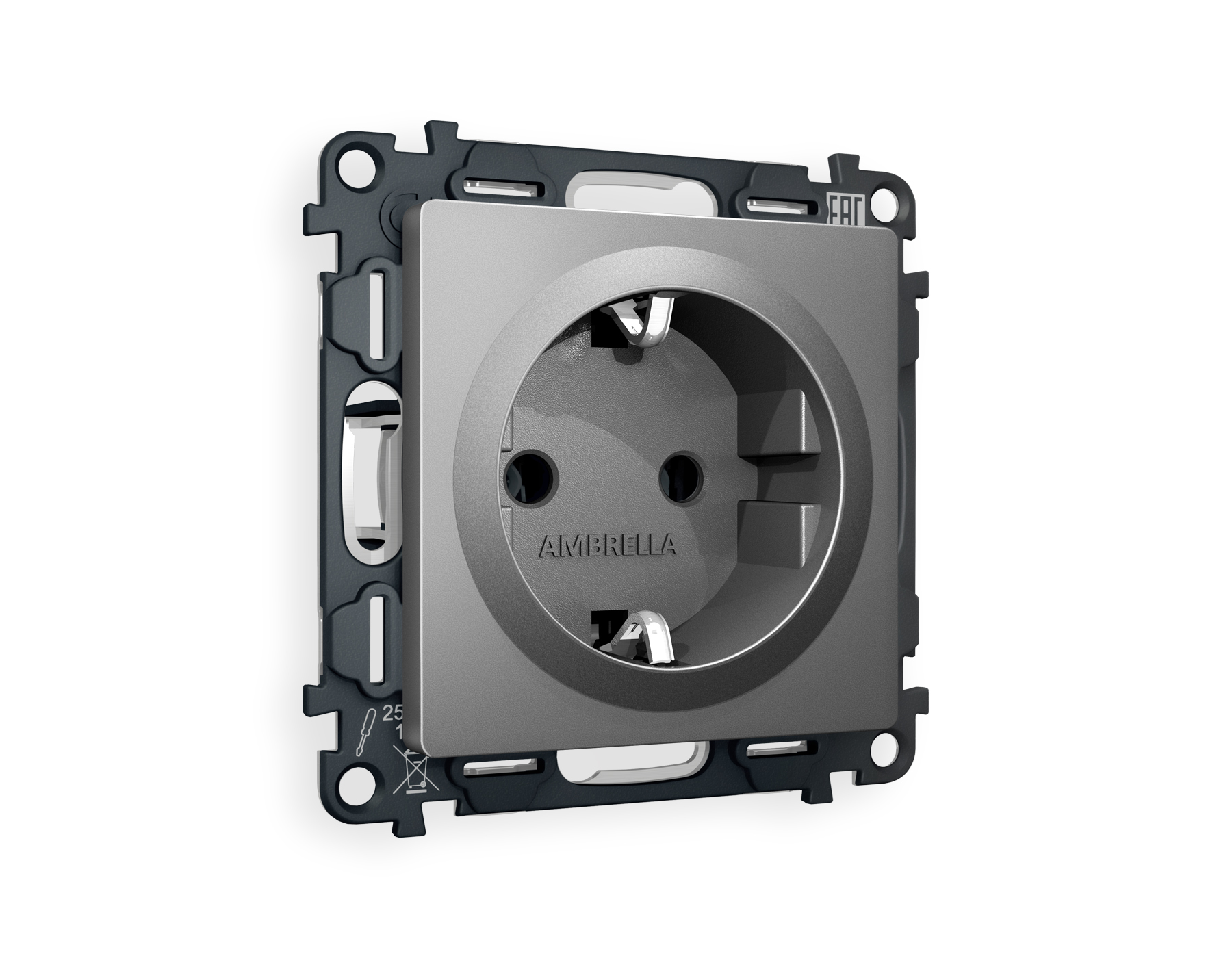 MA656010 Комплект механизма электр розетки ALFA Антрацит серый с/з винт/заж QUANT (AP6560,VM141)