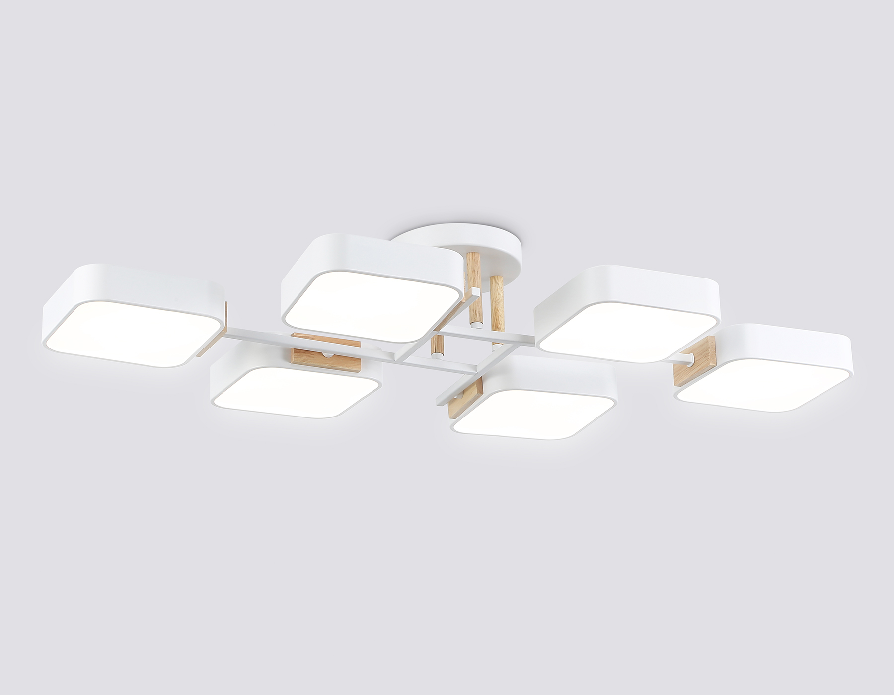 Светильник светодиодный AMBRELLA FL4886/6 WH/WD белый/дерево 108W 3000-6000K 850*430*140 (без ПДУ)