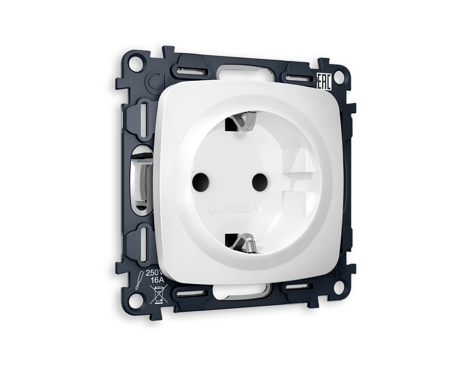 MO127010 Комплект механизма электр розетки OMEGA Белый матовый с/з с шторк QUANT (OP1270,VM141)