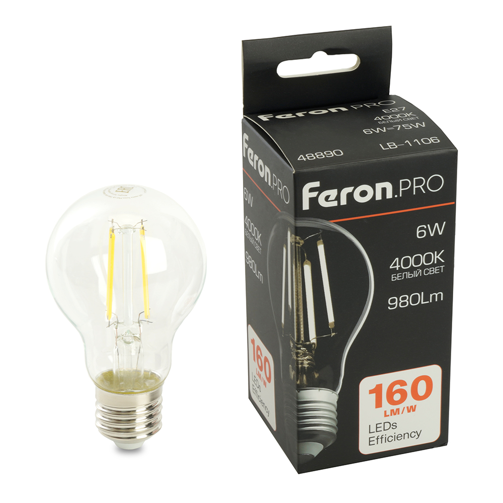 Лампа светодиодная FERON PRO LB-1106 980LM 6W 175-265V E27 4000K