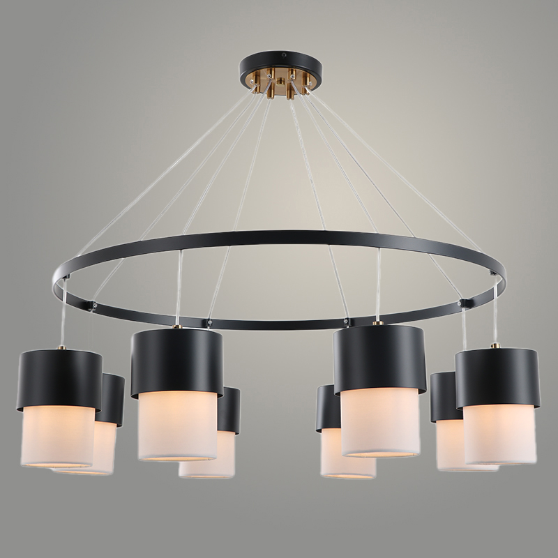 Люстра 15714/8 BK+ANB черный+бронза/белый абажур 8x40W E14 d800 h600, STR24