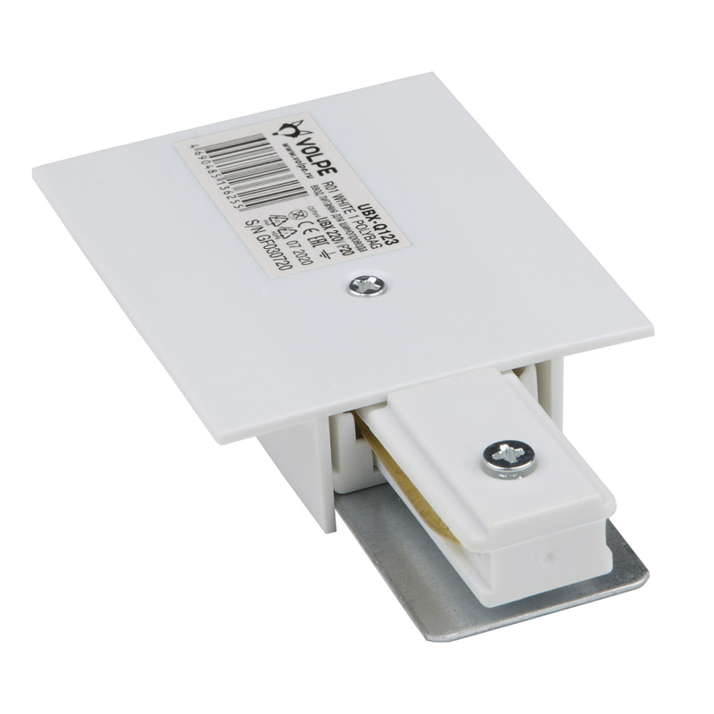 Ввод питания VOLPE UBX-Q123 R01 WHITE 1 POLYBAG для шинопровода типа R, Белый