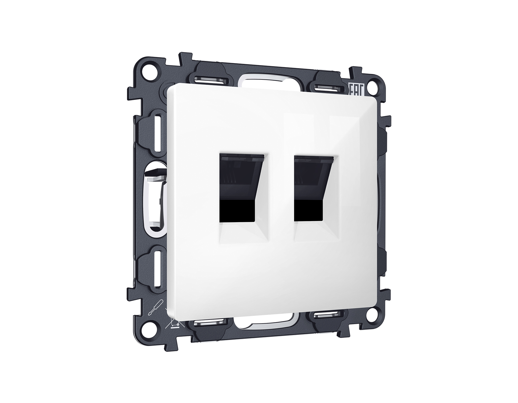 MA112110 Комплект механизма компьютерной двойной розетки RJ-45 с автоматической защитной шторкой ALF