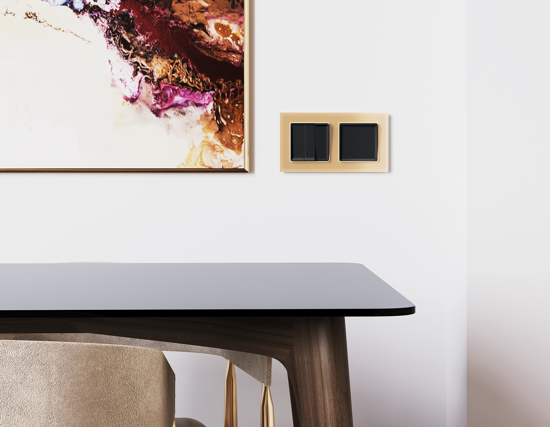 AP8010 Лицевая панель ALFA (Черный матовый) для 1-кл выключателей QUANT