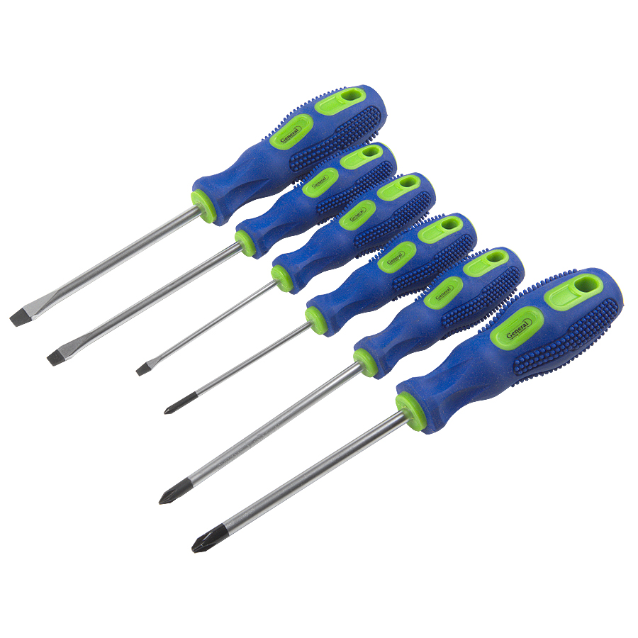 Набор отверток 6 шт. (3хSL, 3хPH), (карт. коробка), CR-V, G-Tec, General