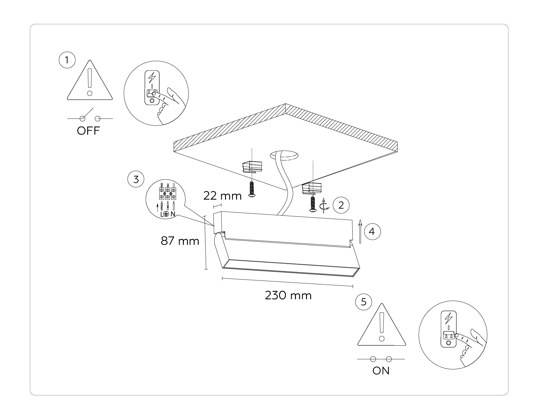 Светильник настенно-потолочный Ambrella TA1821 BK черный LED 12W 4200K 230*22*87