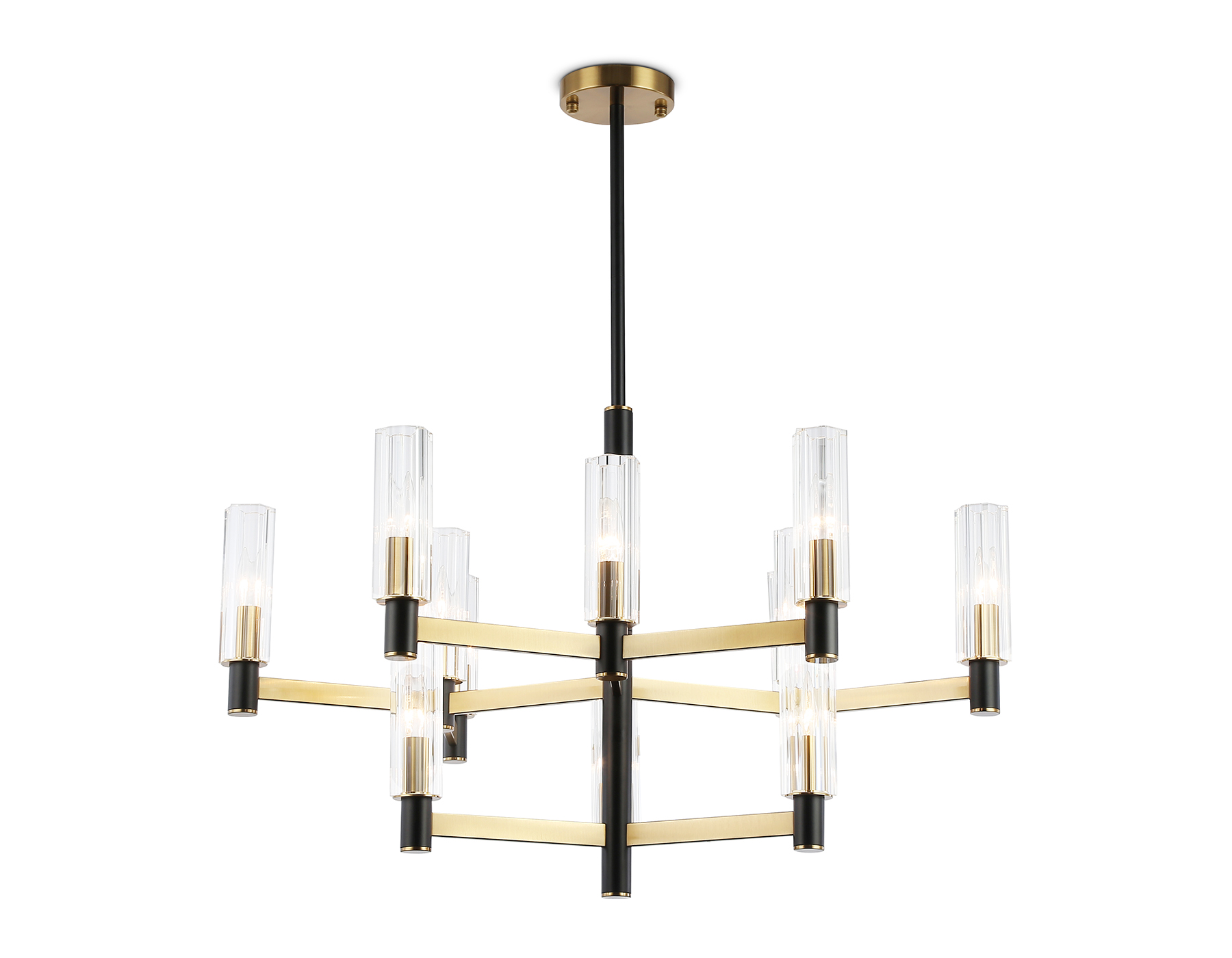 Светильник на штанге LH55515/12 BK/BS/CL черный/латунь/прозрачный E14*12 max 40W D860*905