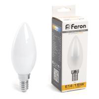 Лампа светодиодная FERON LB-717 15W 230V E14 2700K филамент С35 матовая