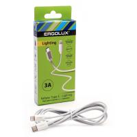 ERGOLUX ELX-CDC04-C01 (Кабель Type C-Lightning, 3А, 1,2м, Белый, Зарядка+Передача данных, Коробка)