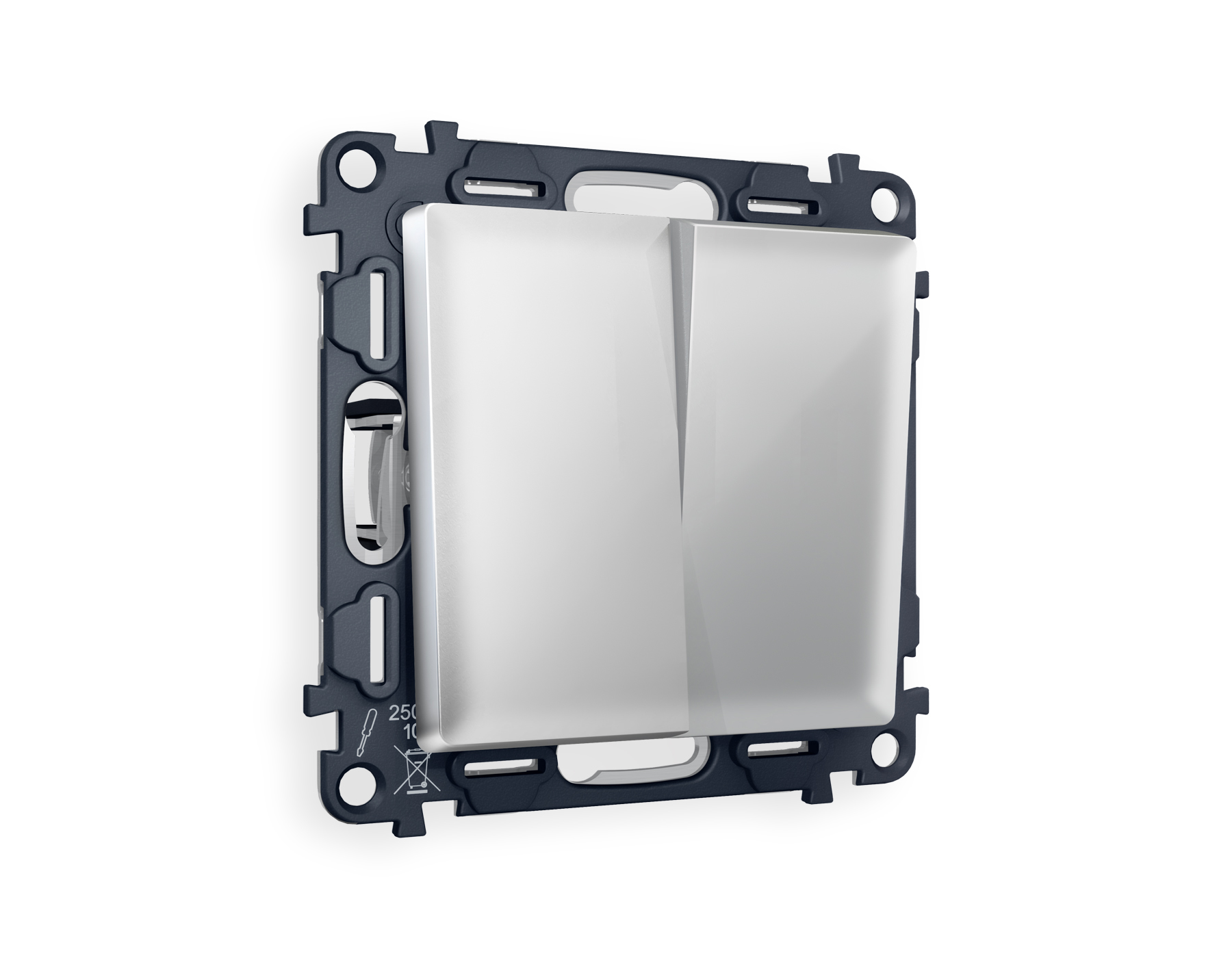 MA403020 Комплект механизма 2-кл проходного выключателя ALFA Серебро глянец QUANT (AP4030, VM120)