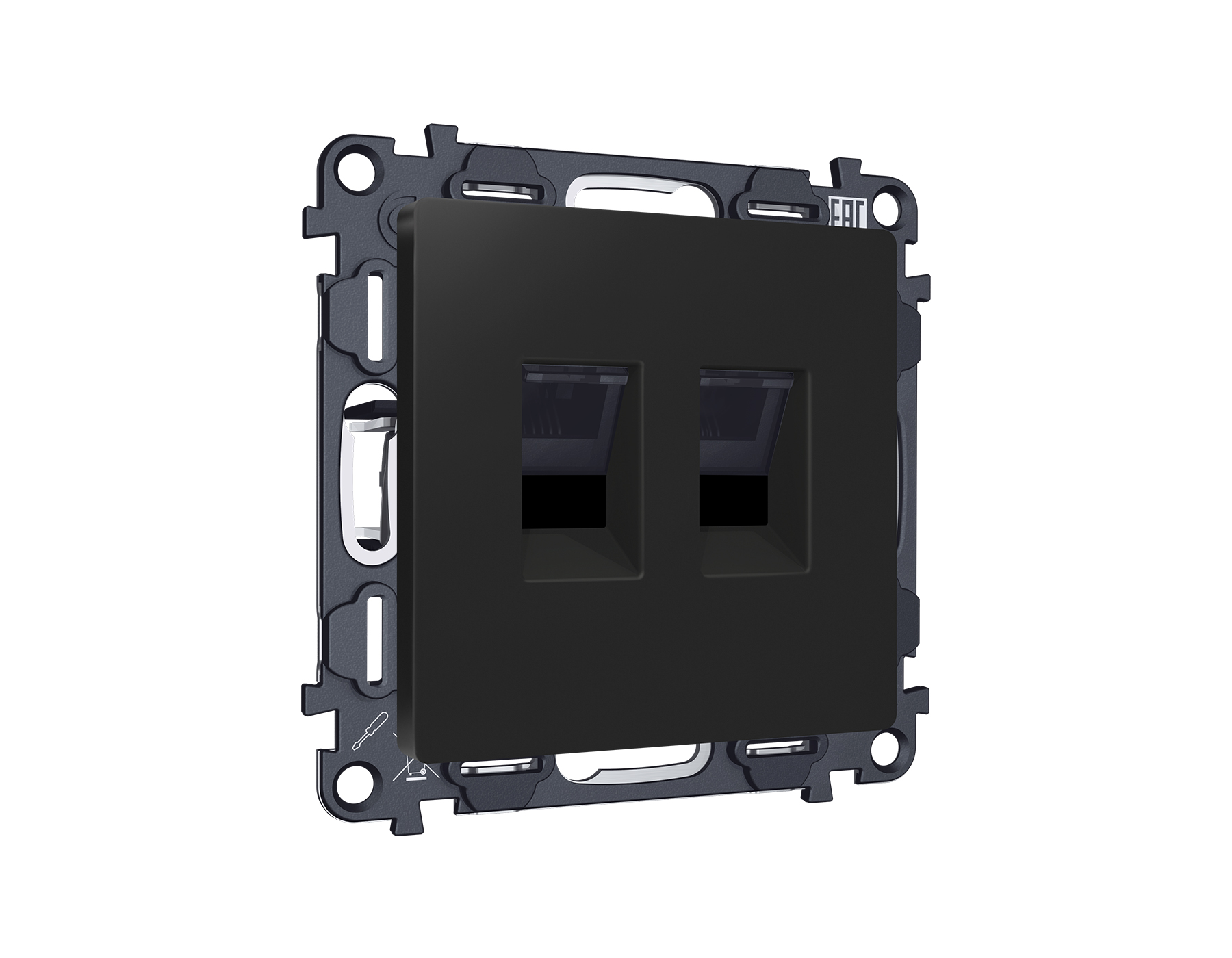 MA812110 Комплект механизма компьютерной двойной розетки RJ-45 (8P8C) CAT6 с автоматической защитной