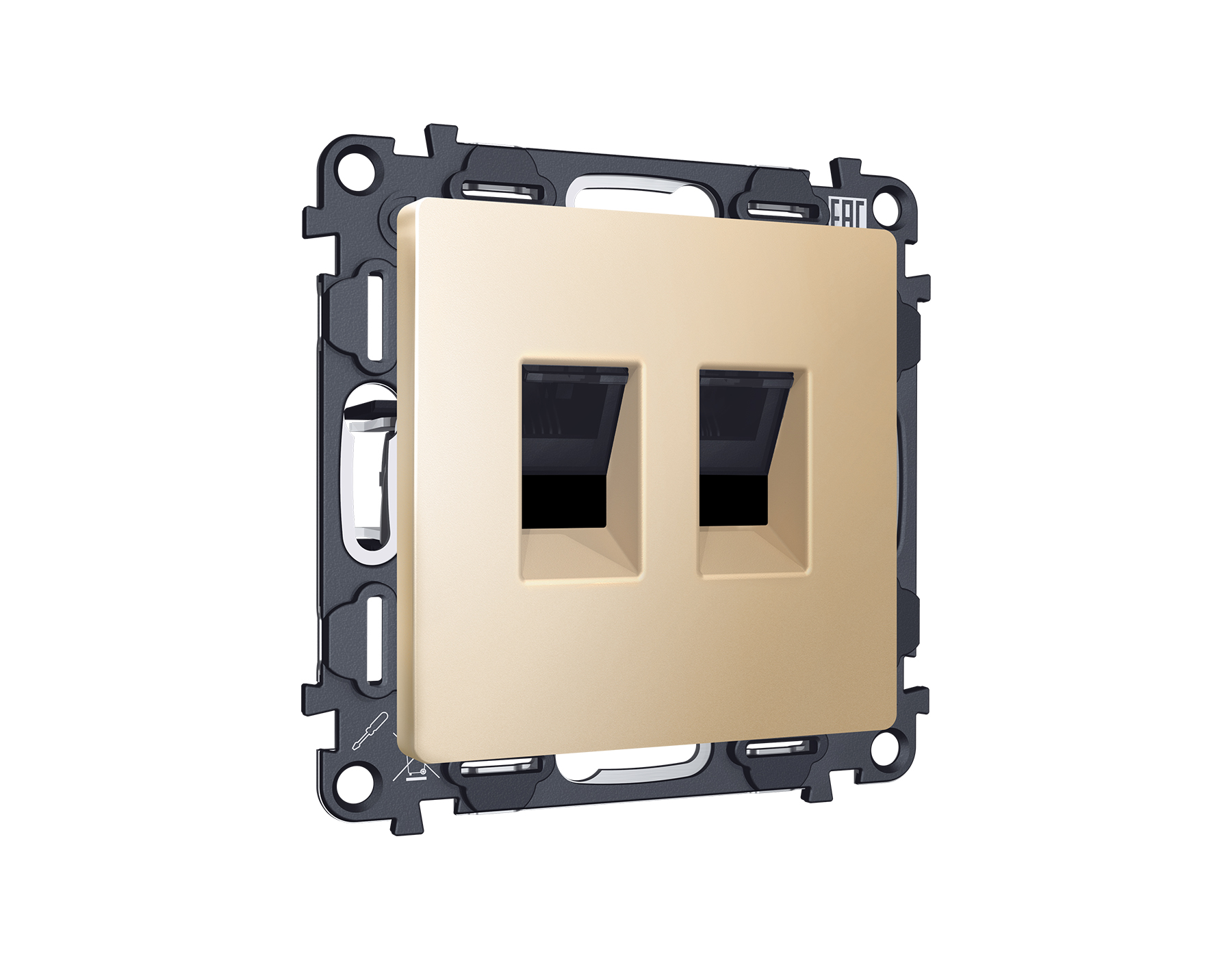 MA612110 Комплект механизма компьютерной двойной розетки RJ-45 (8P8C) CAT6 с автоматической защитной