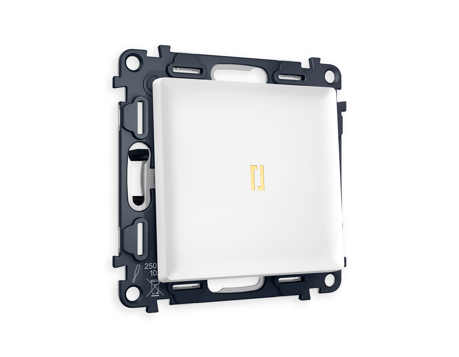 MA122030 Комплект механизма 1-кл прох.выкл с подсв 3200K ALFA Белый матов QUANT (AP1220,VM105,G22Y)