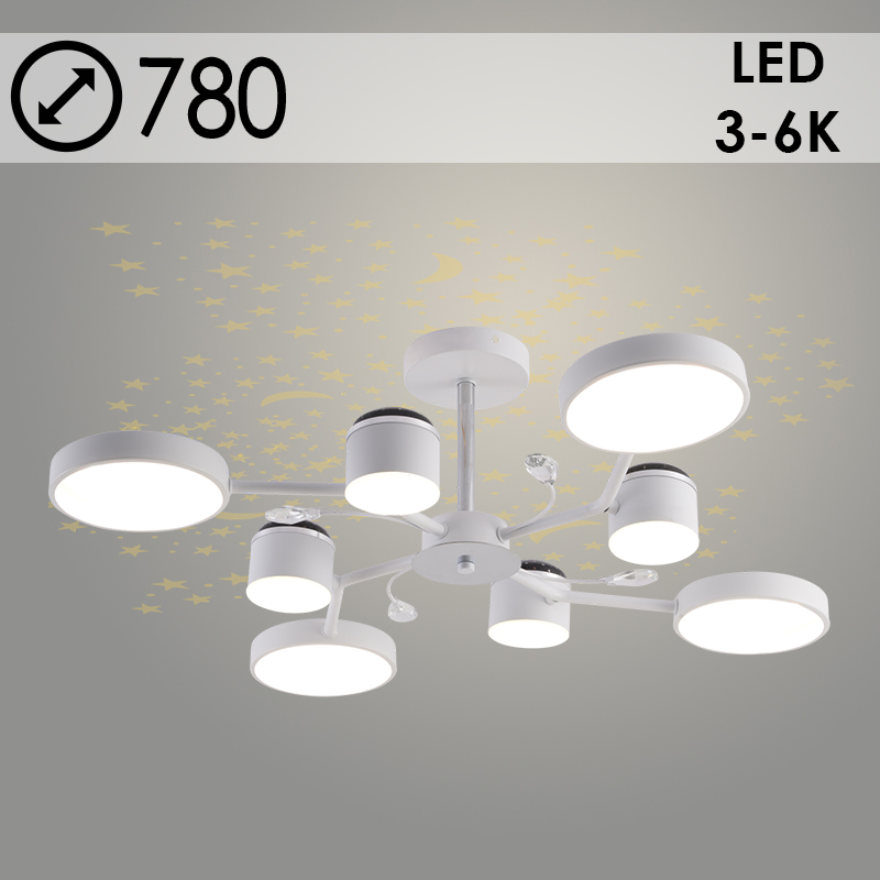 Люстра XI3233/8 WT+CR белый/хром 132W LED 3000-6000K d780 h215, HN23