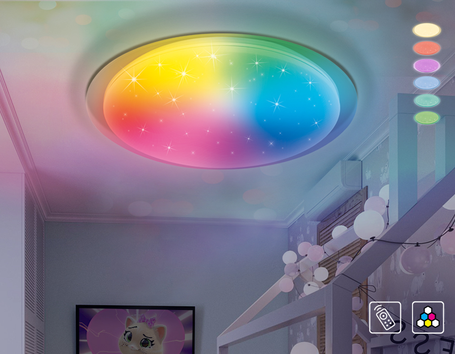 Светильник Ambrella FF470 WH белый 60W D450*70 (ПДУ ИК), c подсветкой RGB