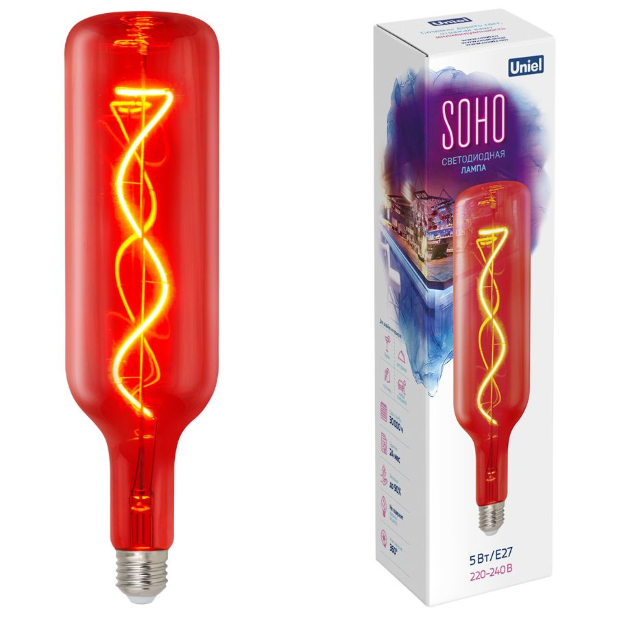 Лампа светодиодная филамент SOHO LED-SF21-5W/SOHO/E27/CW RED GLS77RD