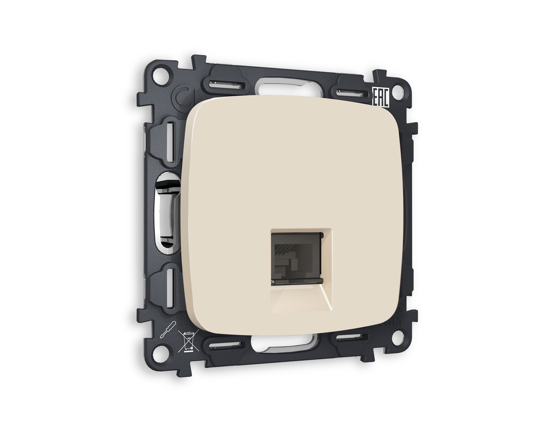 MO332030 Комплект механизма телеф розетки OMEGA Бежевый матовый RJ-11(4P4C) шт QUANT(OP3320,VM190)