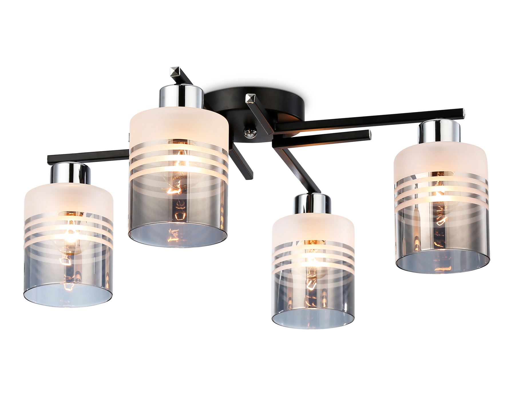 Люстра подвесная Ambrella TR303212/4 BK/CH/SM/FR черный/хром/дымчатый/белый матовый E27*4 max 60W D5