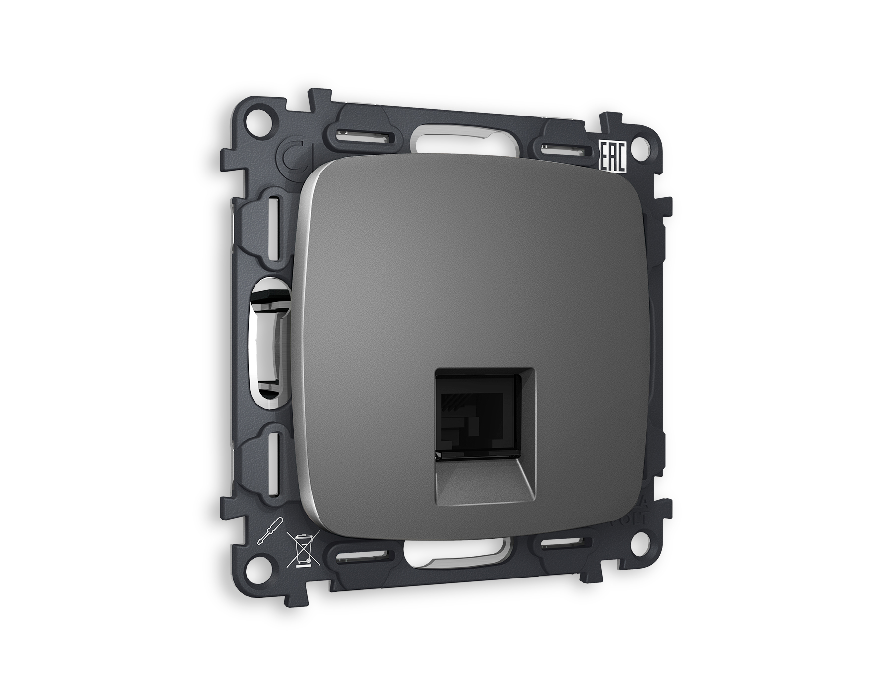 MO662030 Комплект механизма телеф розетки OMEGA Антрацит серый RJ-11(4P4C) QUANT (OP6620,VM190)