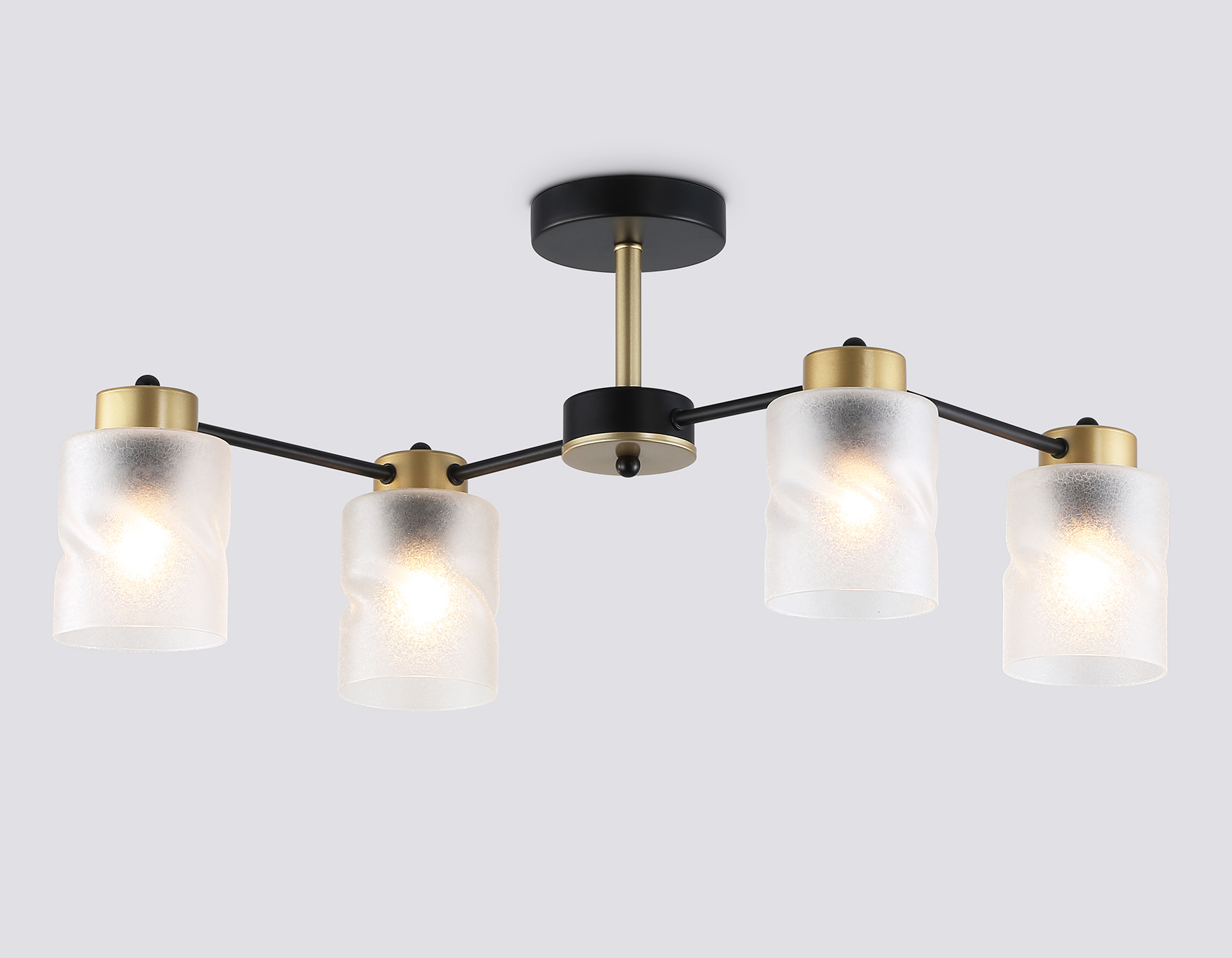 Люстра на штанге AMBRELLA TR303324/4 BK/GD черный/золото E27/4 max60W 650*2 со стеклянными плафонами