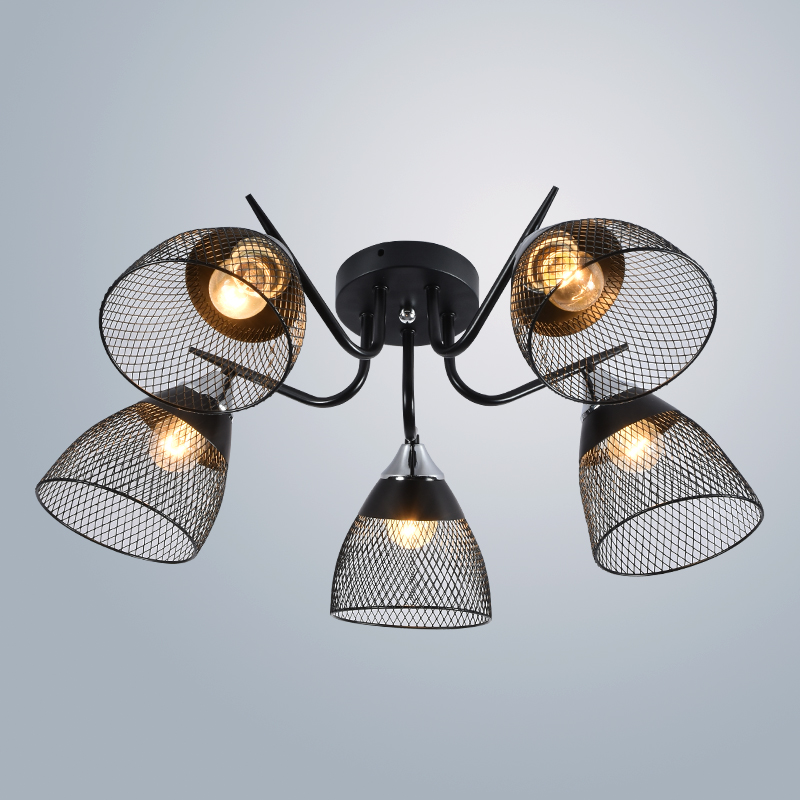 Люстра XA1274/5 BK+CR черный/хром 5х60W E27 d580 h220, HN21