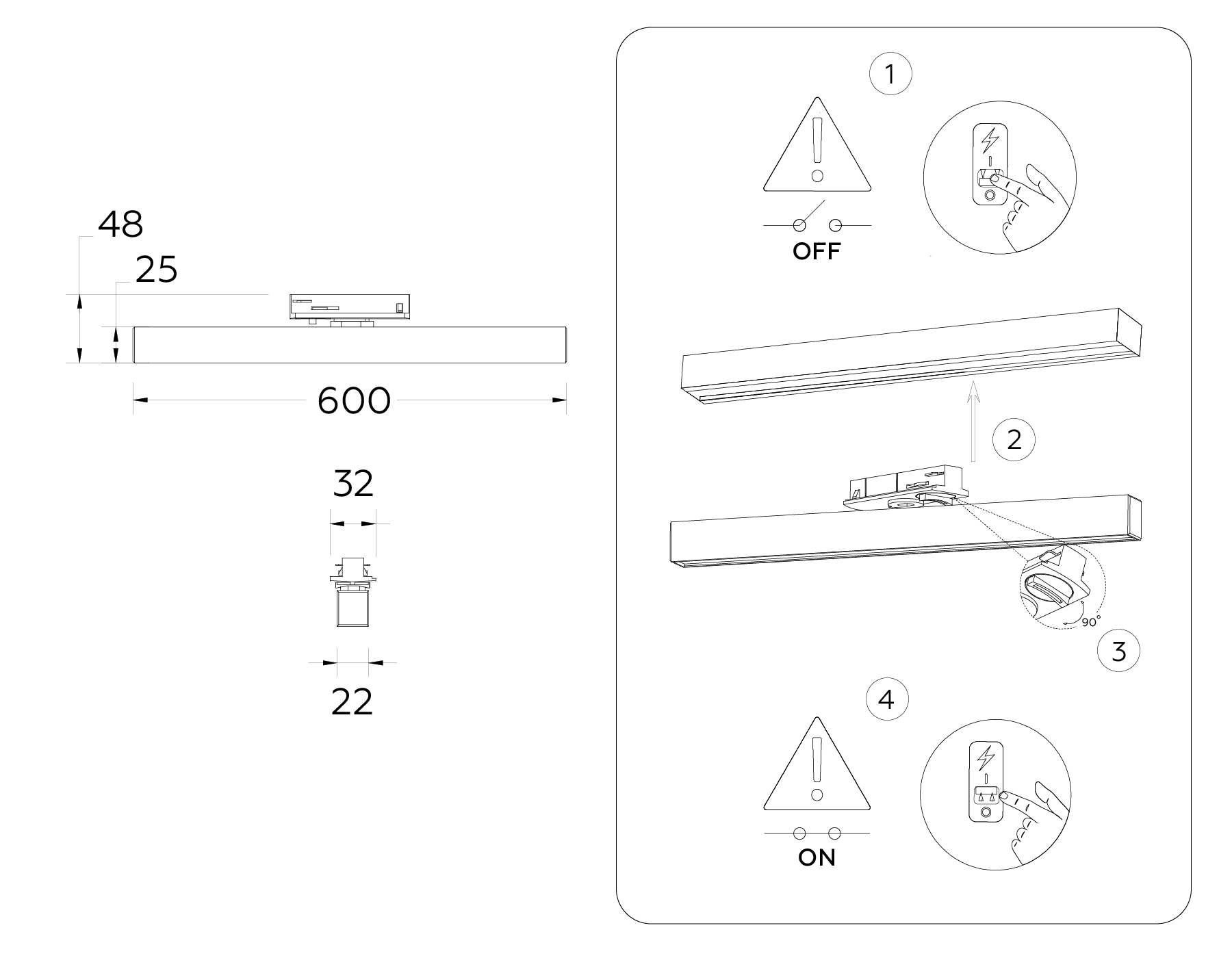 Трековый светодиодный светильник GL6772 WH белый LED 24W 4200K 600*22*48