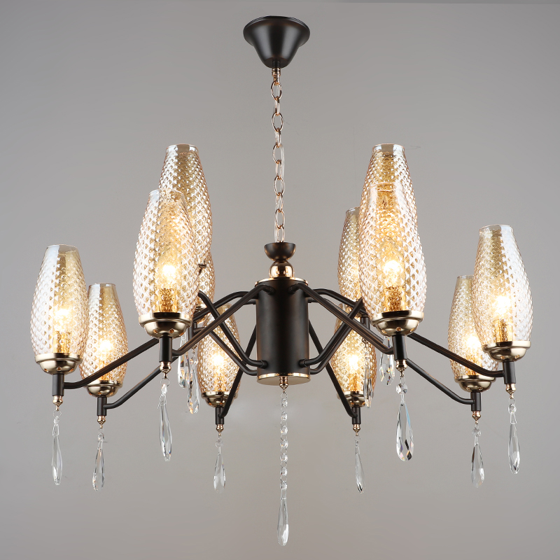 Люстра NH5260/8+4 COF+FGD кофе/золото 12х40W E14 d780 h570, QH22