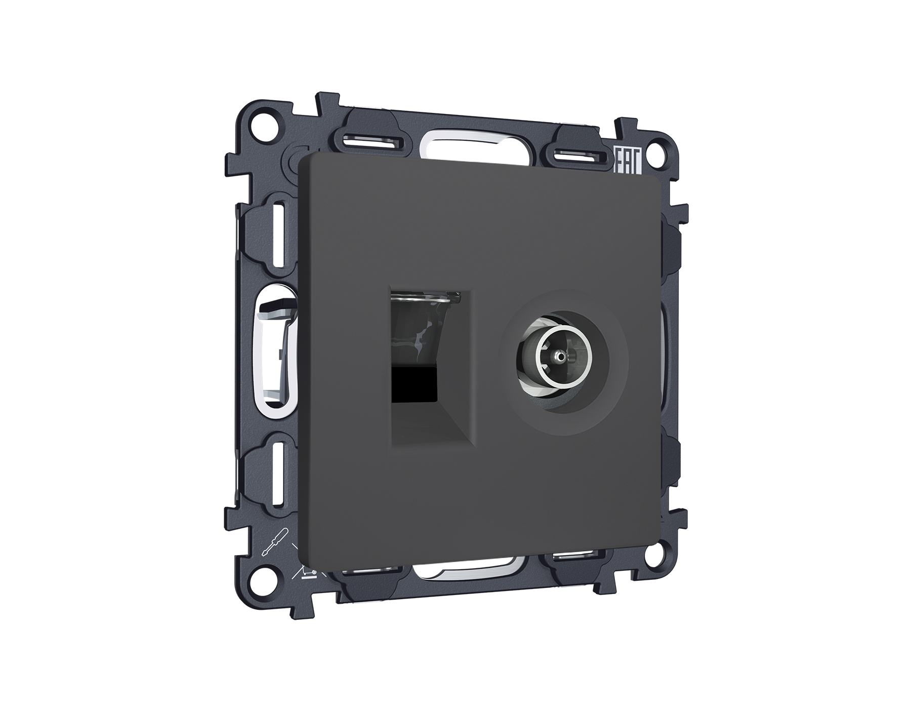 MA912510 Комплект мех-ма розетки компьютерной + TV оконечной RJ-45 с автоматической защитной шторкой