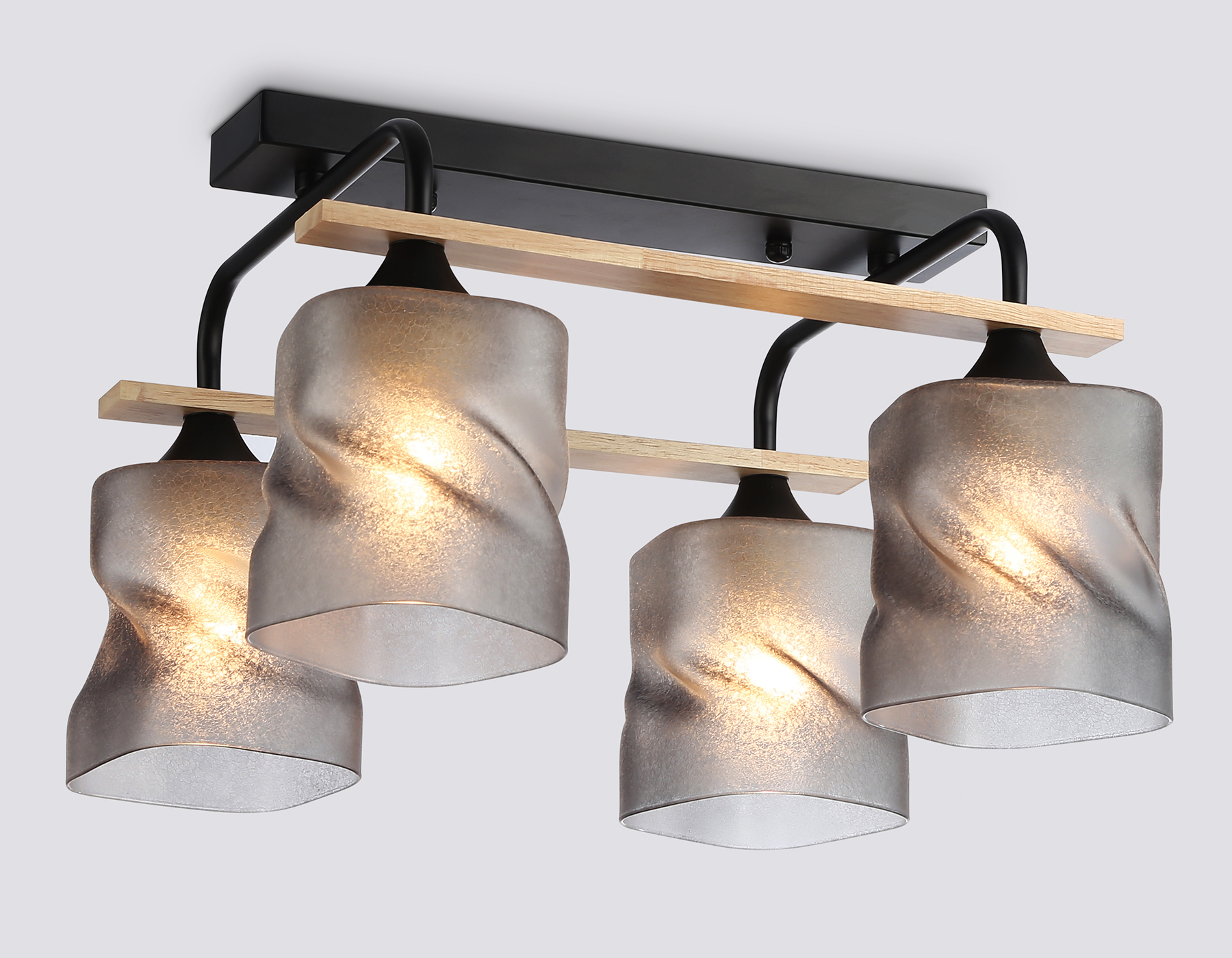 Светильник потолочный Ambrella TR3033249/4 BK/WD черный/дерево E27/4 max 60W 340*340*245