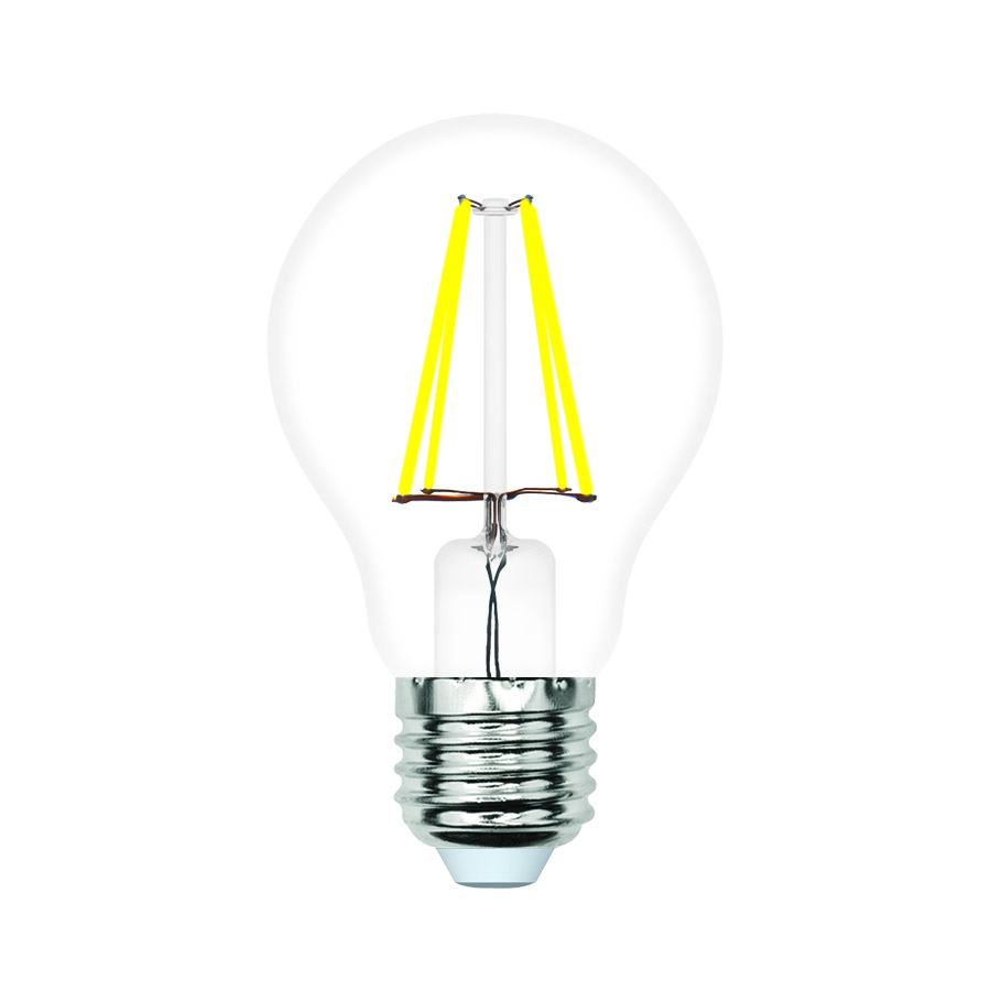 Лампа светодиодная филамент VOLPE LED-A60-5W/3000K/E27/CL/SLF серия Active