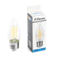 Лампа светодиодная FERON LB-66 7W 230V E27 6400K филамент  C35